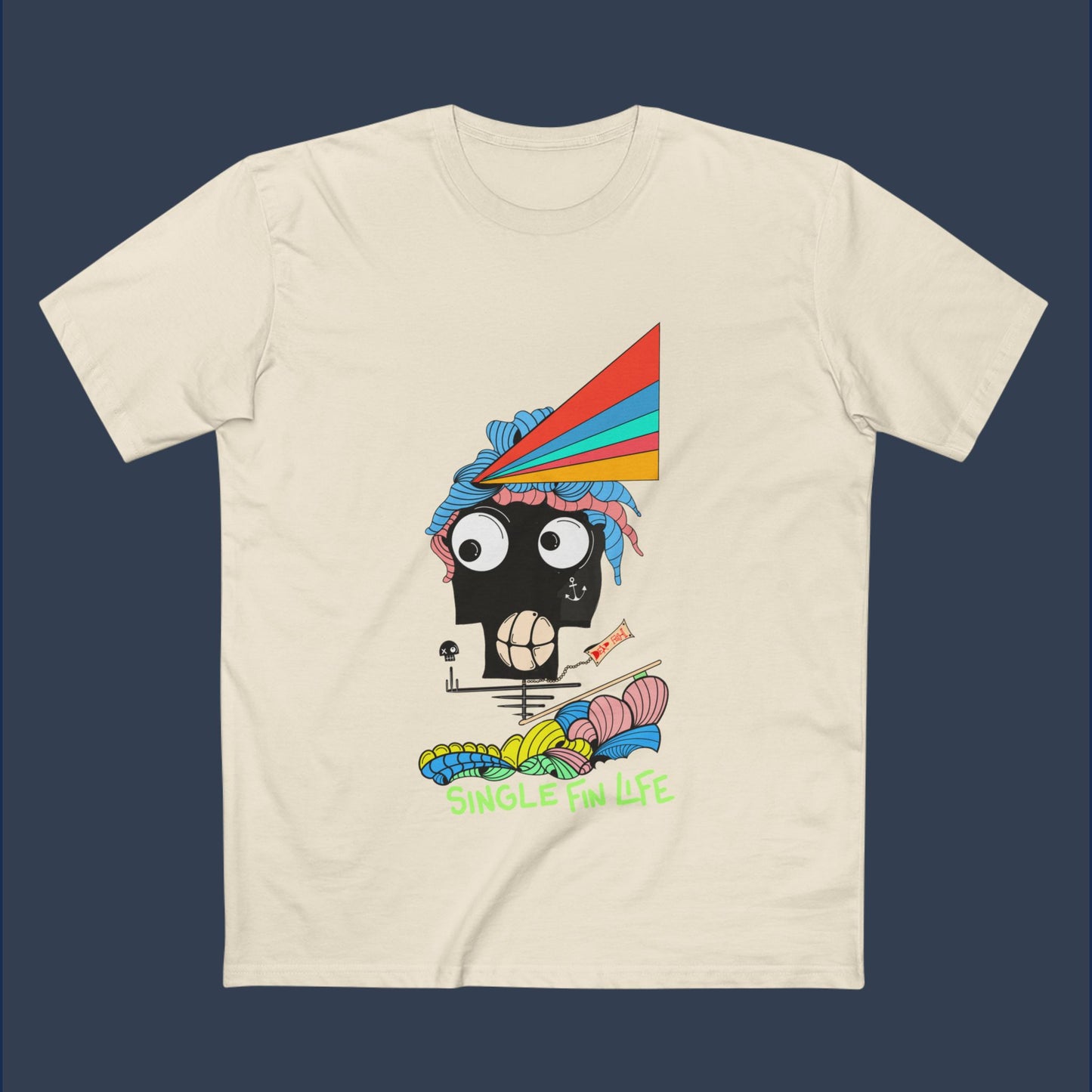 Single Fin Life (Men's Staple Tee - Design on front )