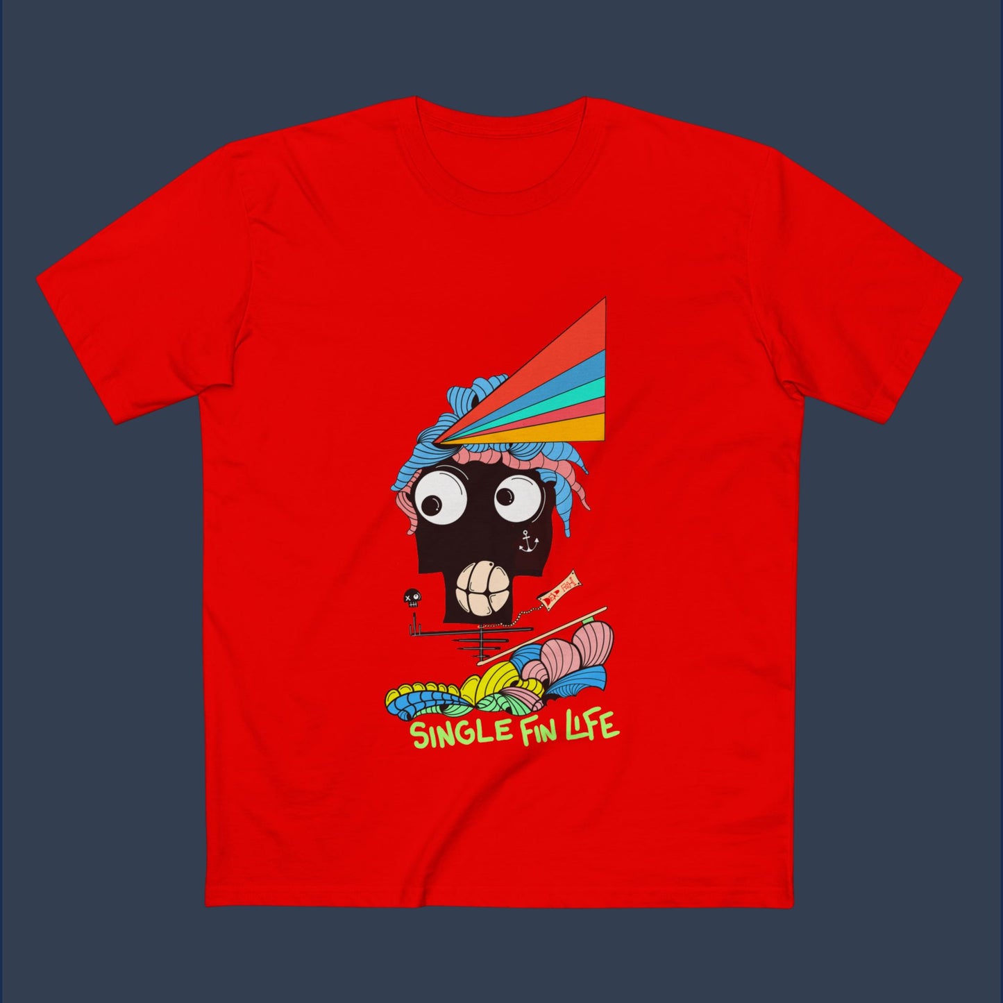 Single Fin Life (Men's Staple Tee - Design on front )