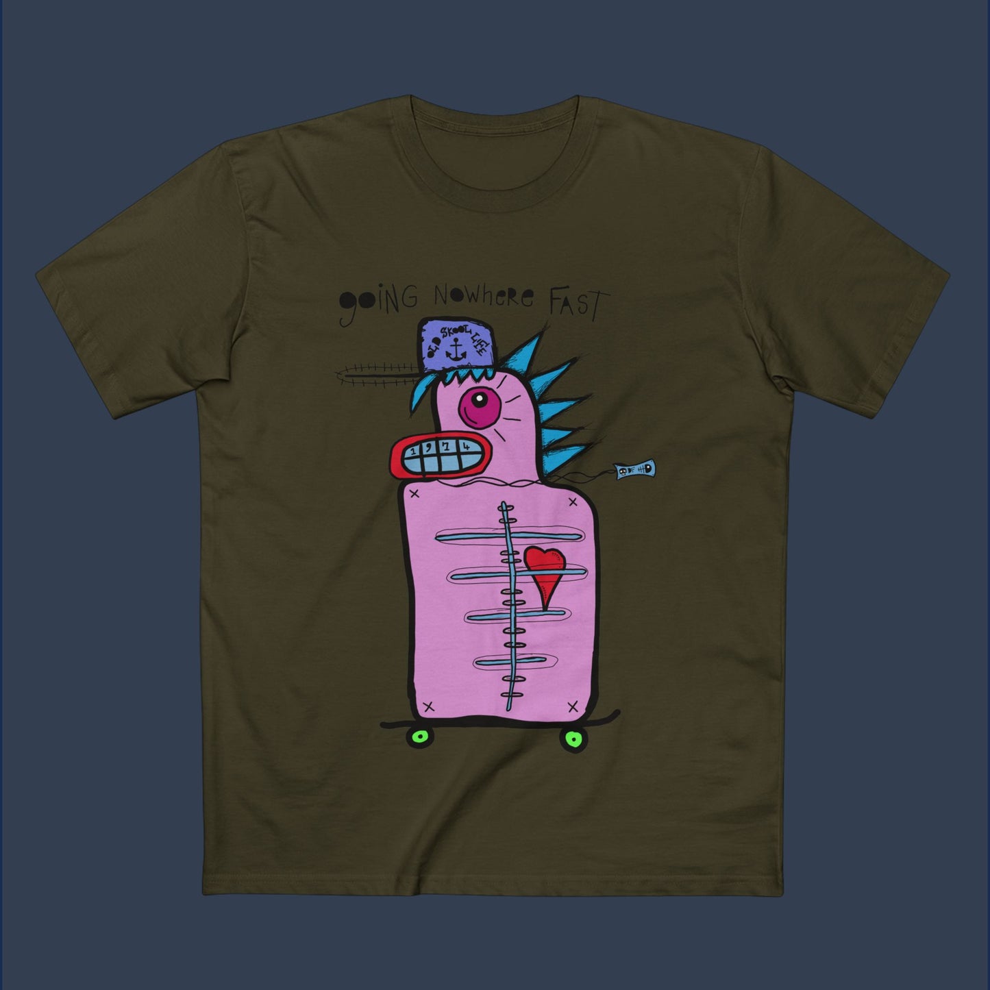 Going Nowhere Fast (Men's Staple Tee- Design on front)