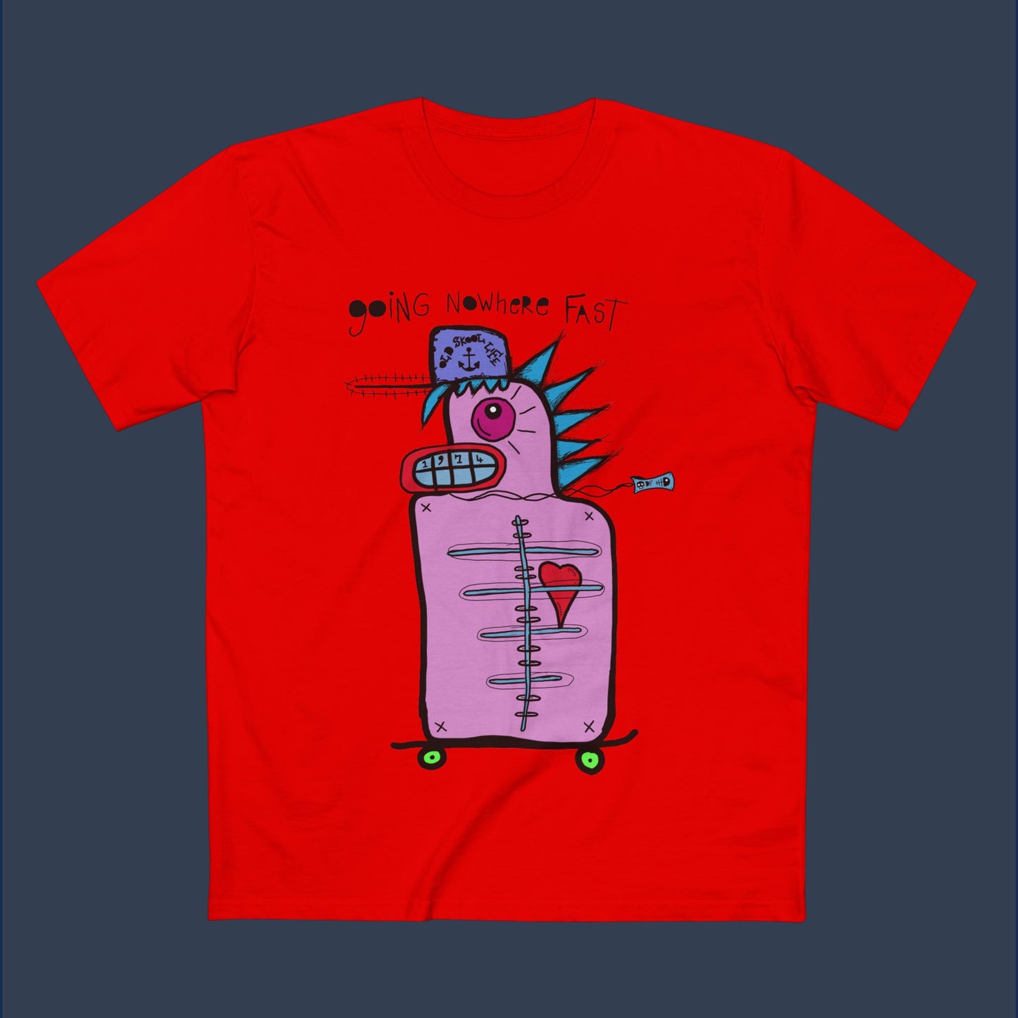 Going Nowhere Fast (Men's Staple Tee- Design on front)