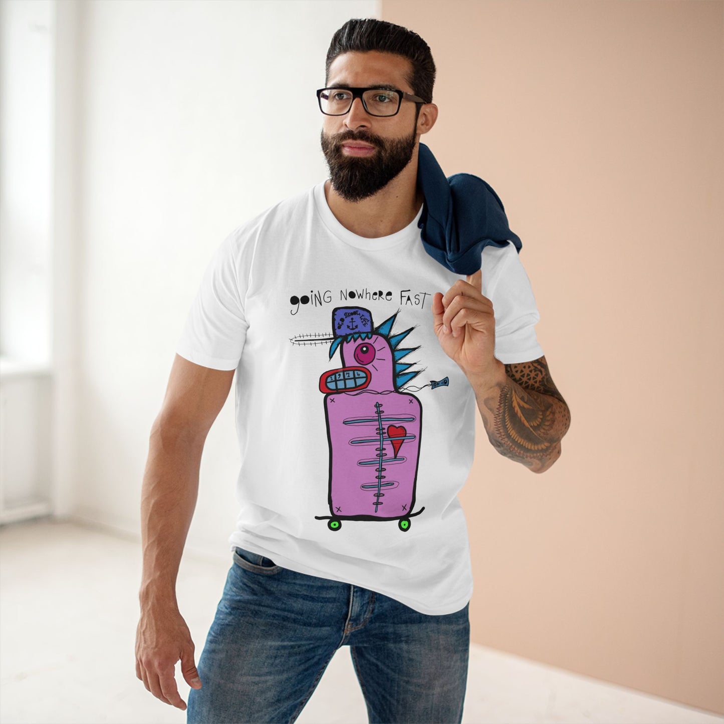 Going Nowhere Fast (Men's Staple Tee- Design on front)