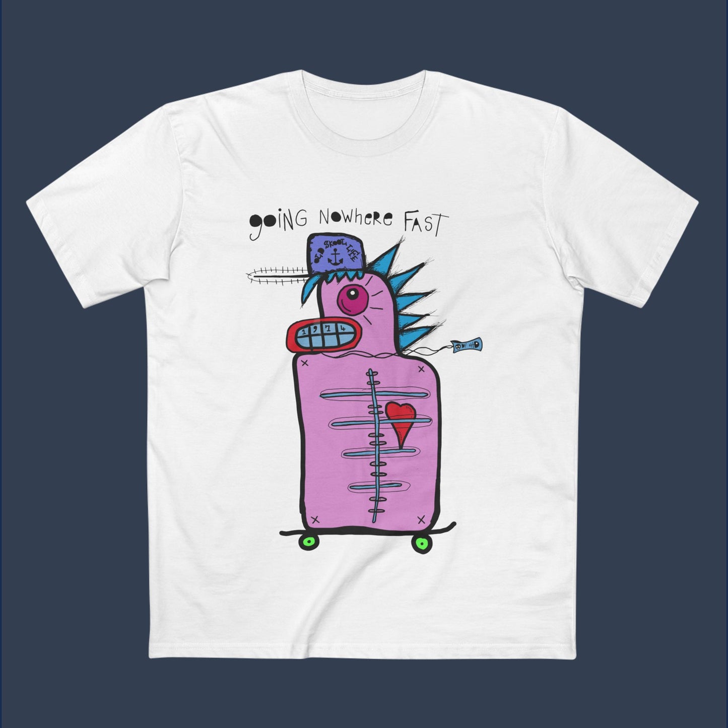 Going Nowhere Fast (Men's Staple Tee- Design on front)