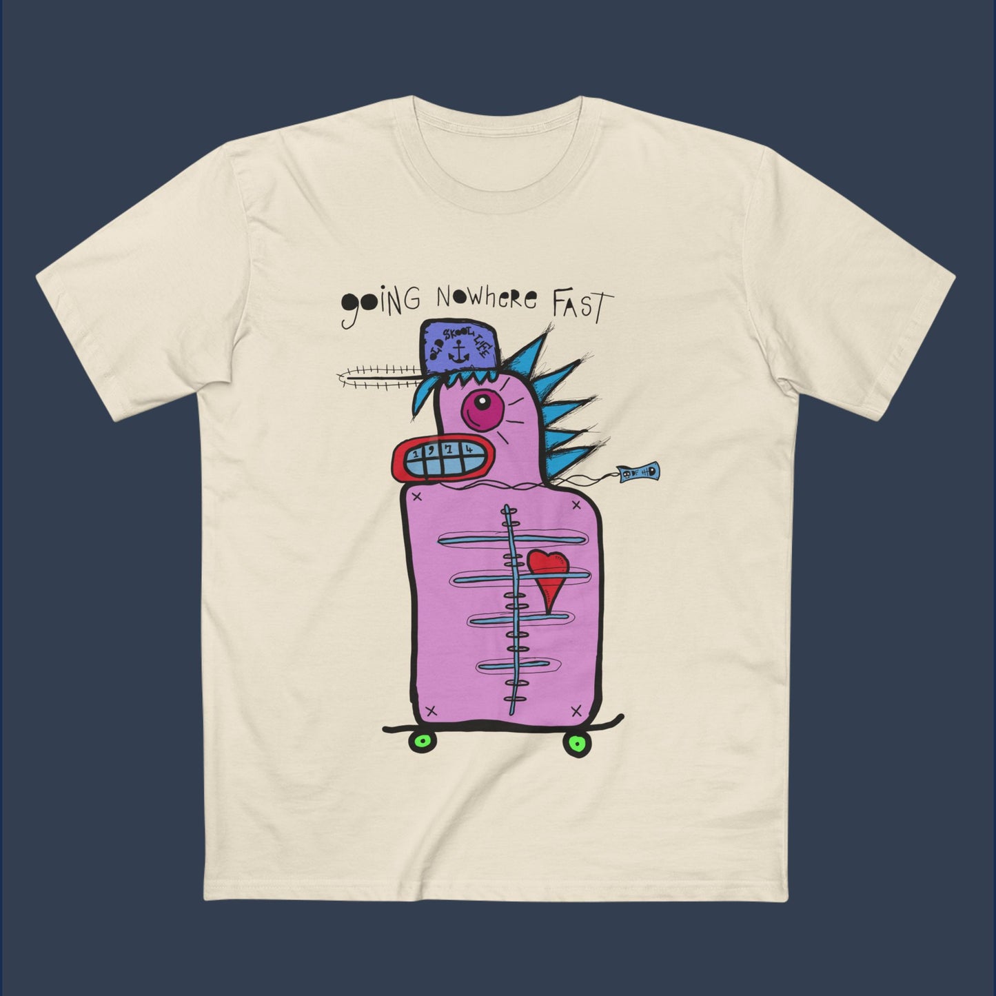 Going Nowhere Fast (Men's Staple Tee- Design on front)